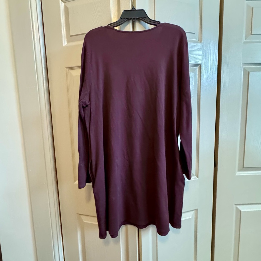 J Jill Pure Jill Plum Color Long Sleeve Pima Cotton Tunic Dress - Picture 7 of 9